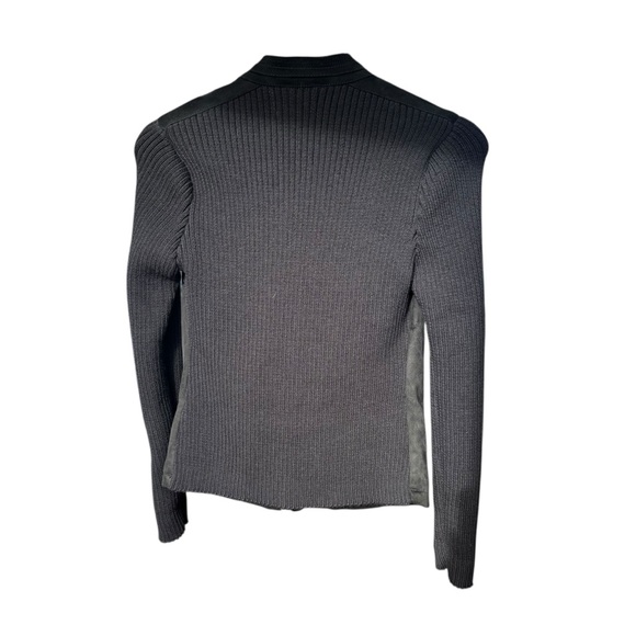 Ruff Hewn Faux Suede Sweater Jacket Button Black Women M Bikercore Great Shape - Picture 4 of 7